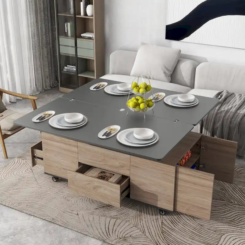 Table basse ou table d'appoint de rangement en abaca tissé naturel, style rotin bohème