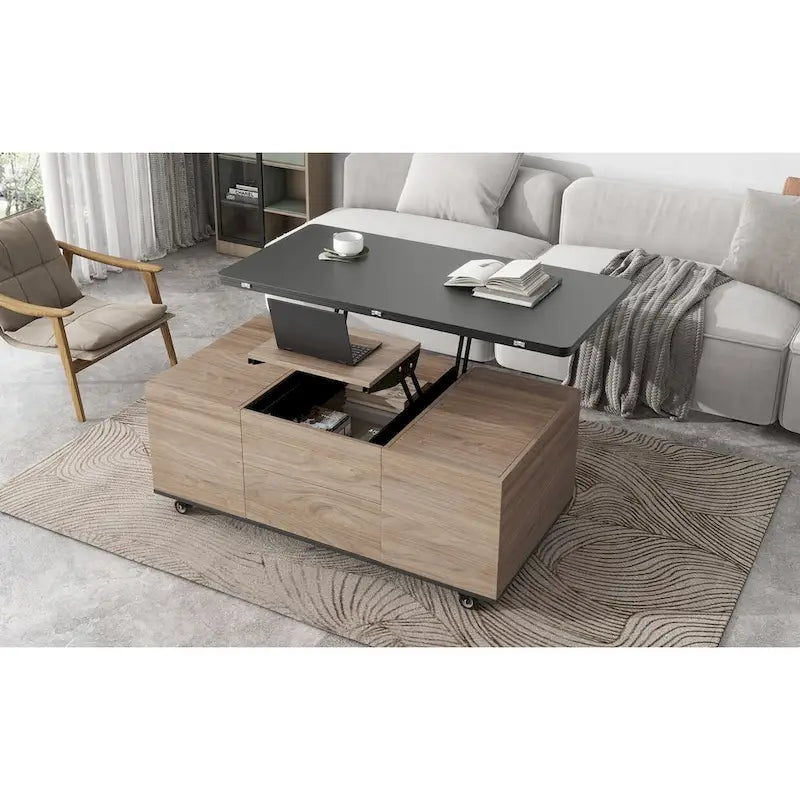Table basse ou table d'appoint de rangement en abaca tissé naturel, style rotin bohème