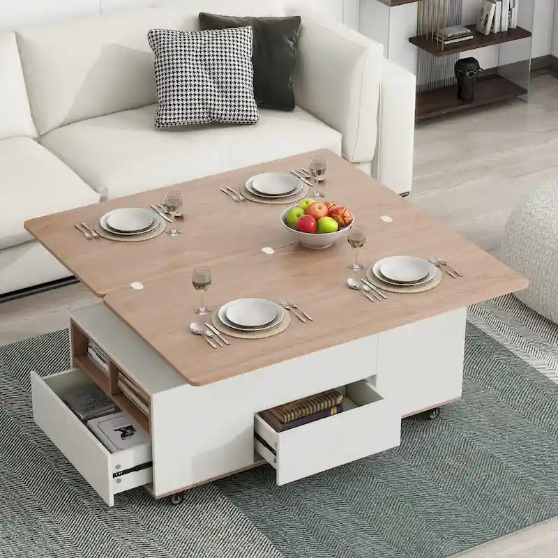 Table basse ou table d'appoint de rangement en abaca tissé naturel, style rotin bohème