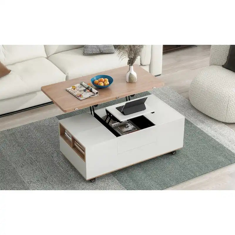Table basse ou table d'appoint de rangement en abaca tissé naturel, style rotin bohème