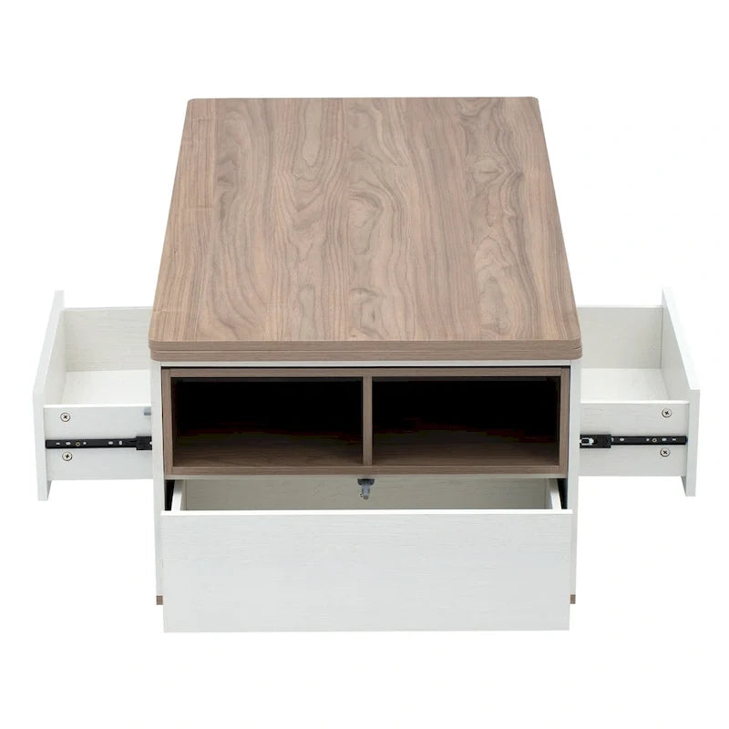Table basse ou table d'appoint de rangement en abaca tissé naturel, style rotin bohème