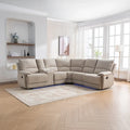 Ensemble de mobilier de salon inclinable manuel moderne 94,8 avec ports USB, rangement caché, bande lumineuse LED et 2 porte-gobelets, crème