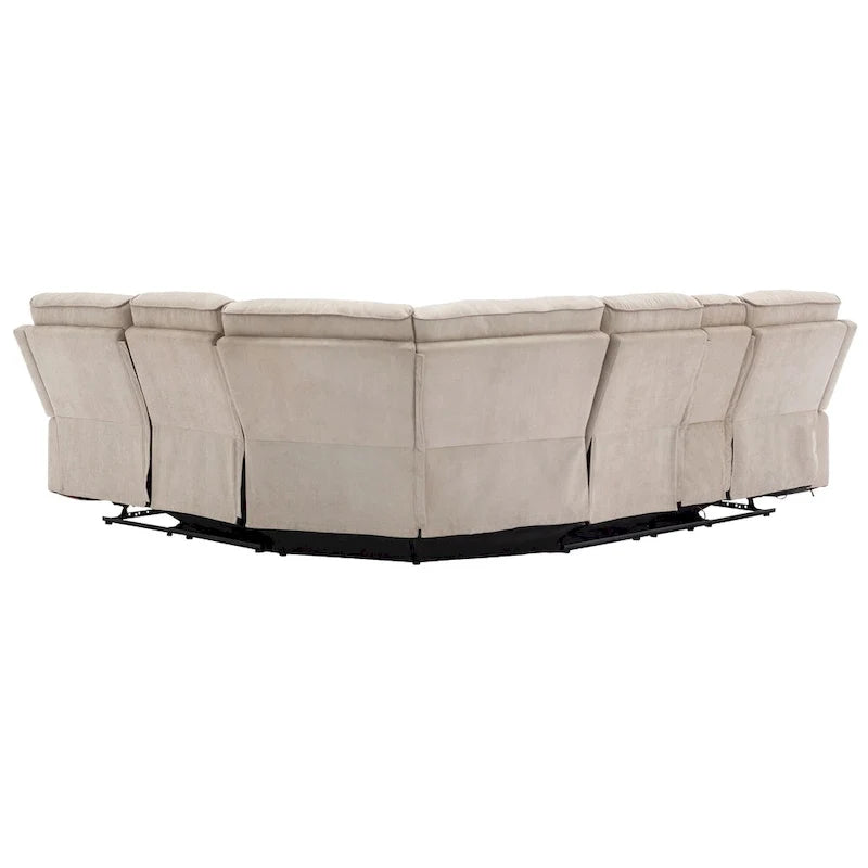 Ensemble de mobilier de salon inclinable manuel moderne 94,8 avec ports USB, rangement caché, bande lumineuse LED et 2 porte-gobelets, crème