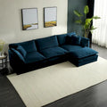 Canapé sectionnel d'angle 4 pièces modulaire en chenille avec pouf