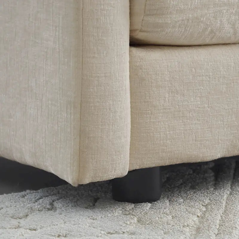 Canapé sectionnel d'angle 4 pièces modulaire en chenille avec pouf