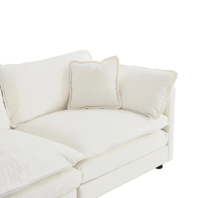 Canapé sectionnel d'angle 4 pièces modulaire en chenille avec pouf