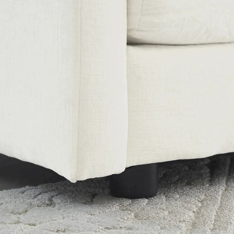 Canapé sectionnel d'angle 4 pièces modulaire en chenille avec pouf