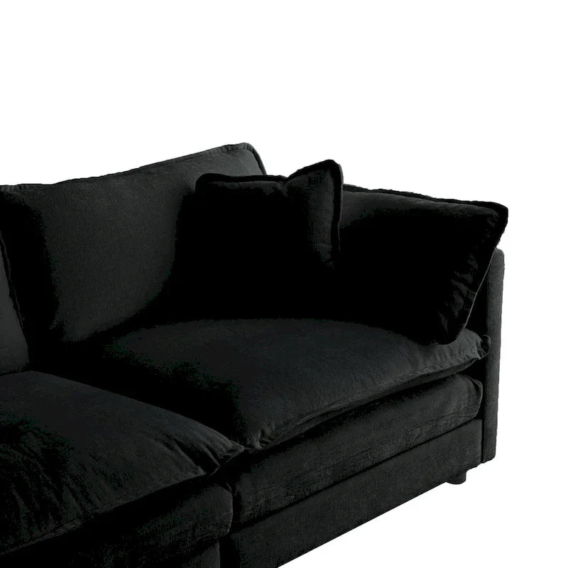 Canapé sectionnel d'angle 4 pièces modulaire en chenille avec pouf
