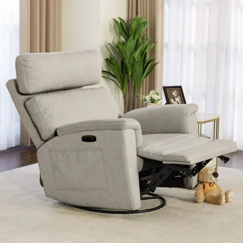 Fauteuil de maternité inclinable pivotant et coulissant électrique, tissu rembourré, gris brume, bleu, beige