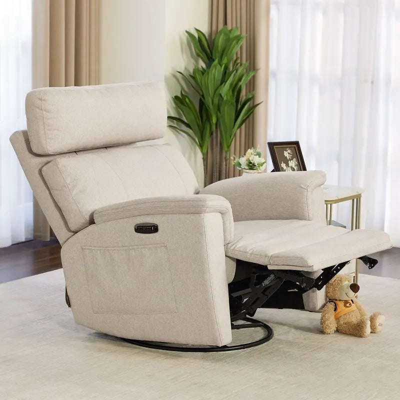 Fauteuil de maternité inclinable pivotant et coulissant électrique, tissu rembourré, gris brume, bleu, beige