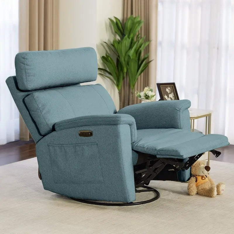 Fauteuil de maternité inclinable pivotant et coulissant électrique, tissu rembourré, gris brume, bleu, beige