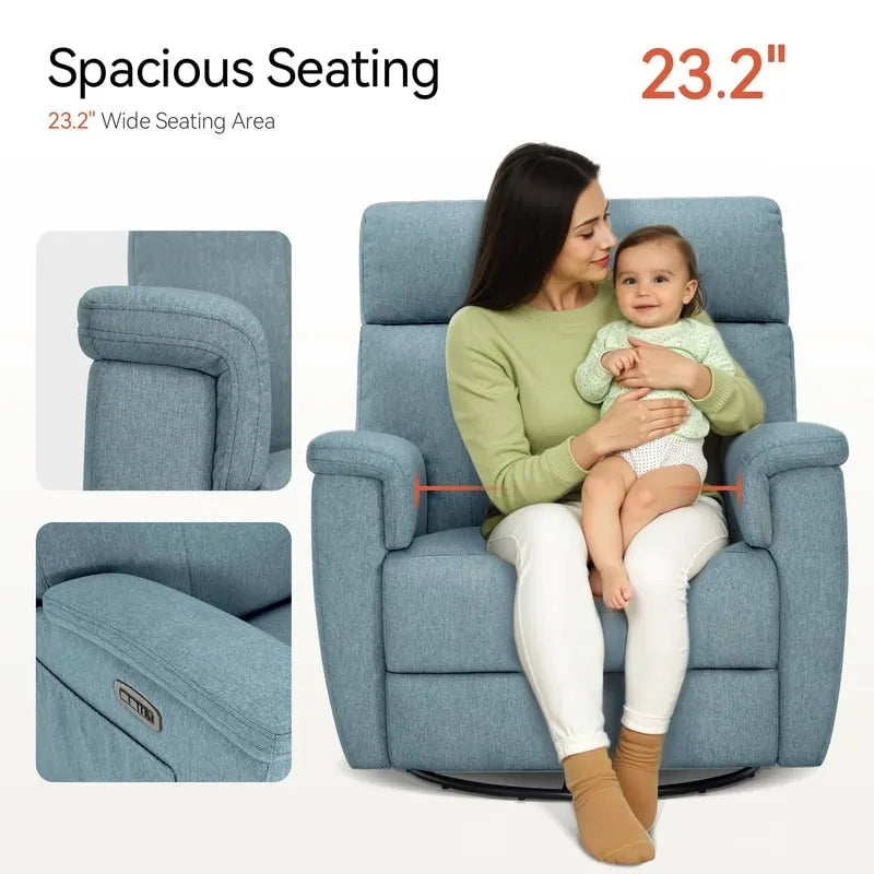 Fauteuil de maternité inclinable pivotant et coulissant électrique, tissu rembourré, gris brume, bleu, beige