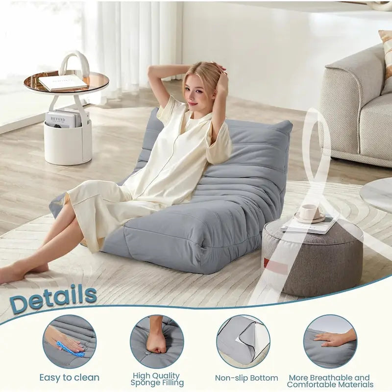 Fauteuil de sol poire en mousse à mémoire de forme, pouf en similicuir pour adultes et enfants, 5 couleurs