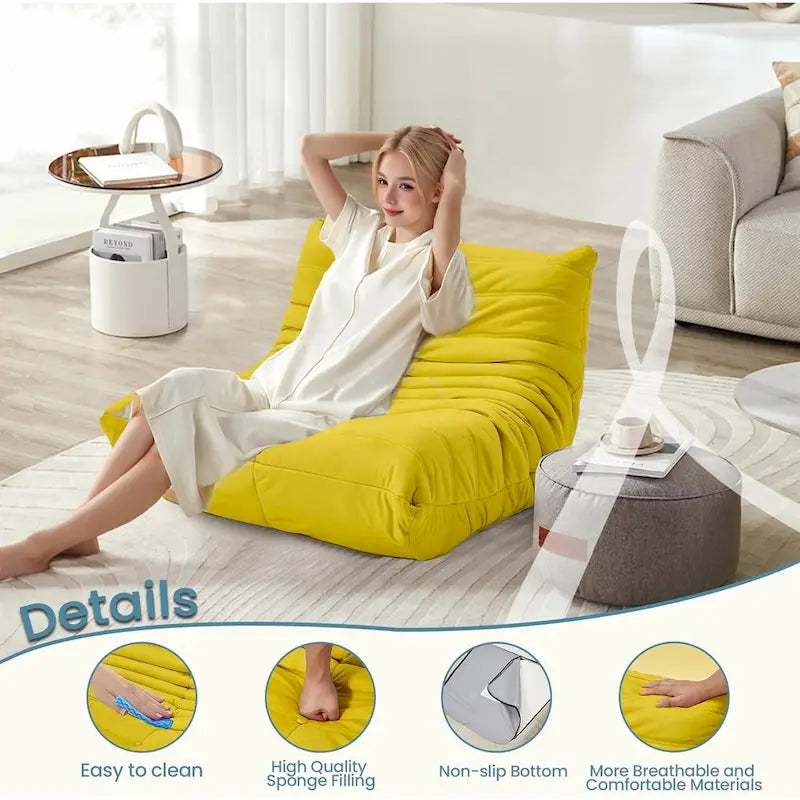 Fauteuil de sol poire en mousse à mémoire de forme, pouf en similicuir pour adultes et enfants, 5 couleurs