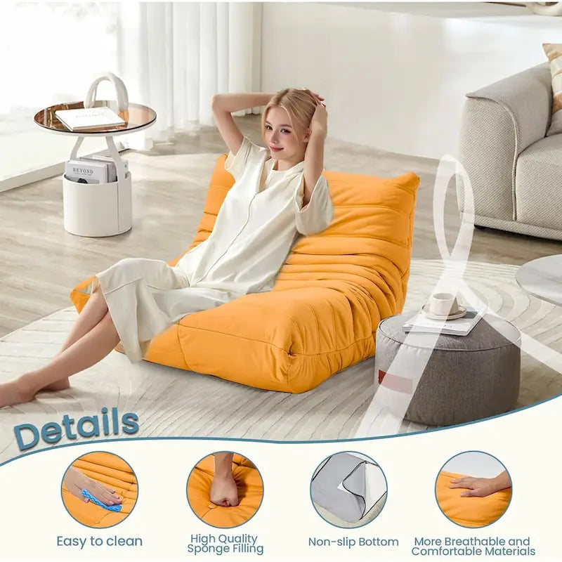 Fauteuil de sol poire en mousse à mémoire de forme, pouf en similicuir pour adultes et enfants, 5 couleurs