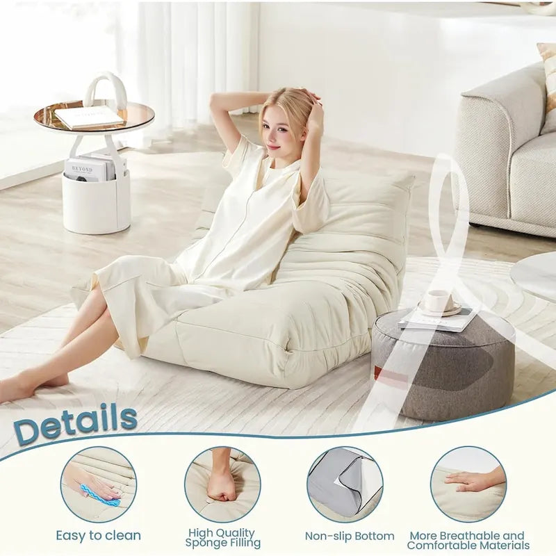 Fauteuil de sol poire en mousse à mémoire de forme, pouf en similicuir pour adultes et enfants, 5 couleurs