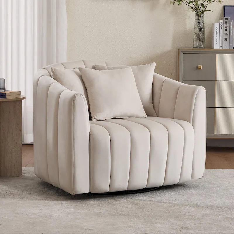 Lot de 2 fauteuils pivotants rembourrés 40,4 W, fauteuil pivotant simple et moderne avec oreillers