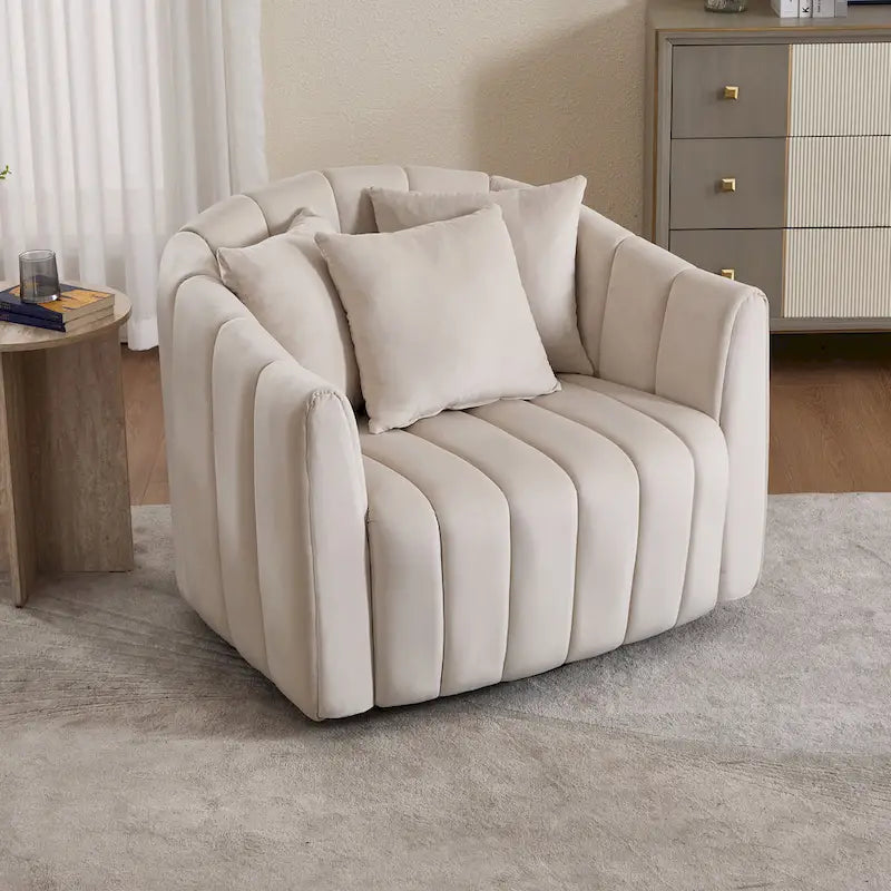 Lot de 2 fauteuils pivotants rembourrés 40,4 W, fauteuil pivotant simple et moderne avec oreillers