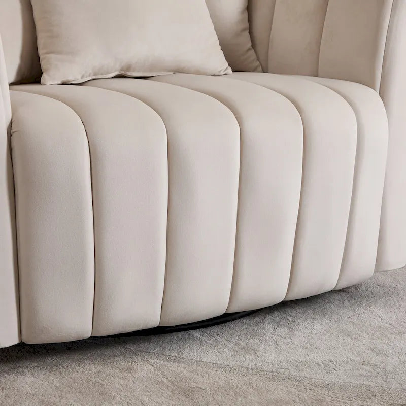 Lot de 2 fauteuils pivotants rembourrés 40,4 W, fauteuil pivotant simple et moderne avec oreillers