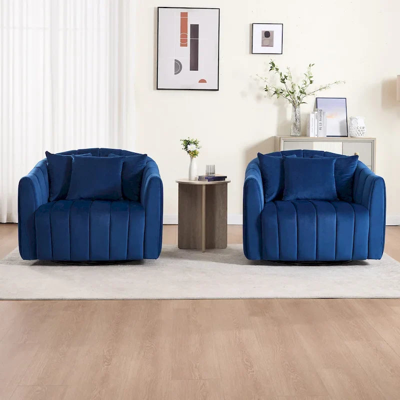 Lot de 2 fauteuils pivotants rembourrés 40,4 W, fauteuil pivotant simple et moderne avec oreillers