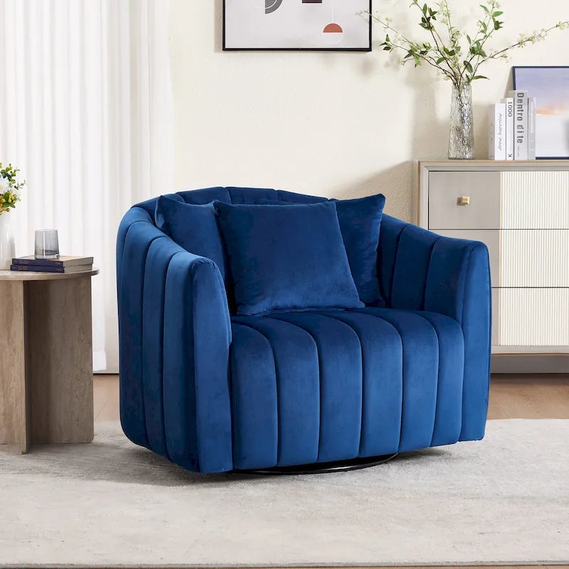 Lot de 2 fauteuils pivotants rembourrés 40,4 W, fauteuil pivotant simple et moderne avec oreillers