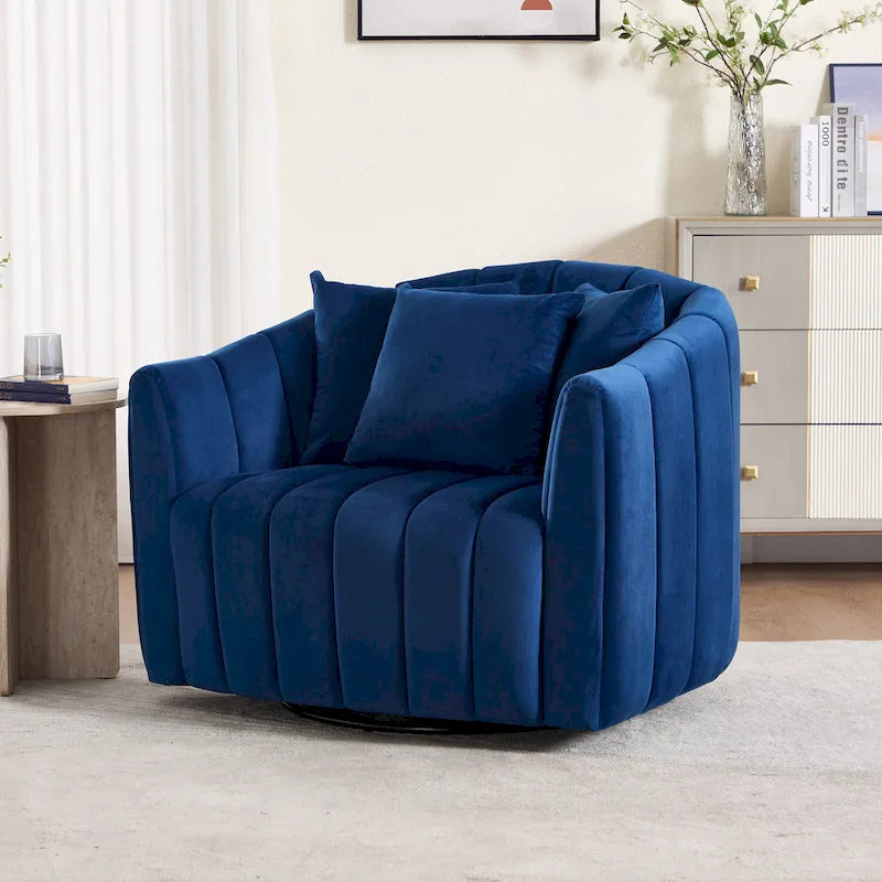 Lot de 2 fauteuils pivotants rembourrés 40,4 W, fauteuil pivotant simple et moderne avec oreillers