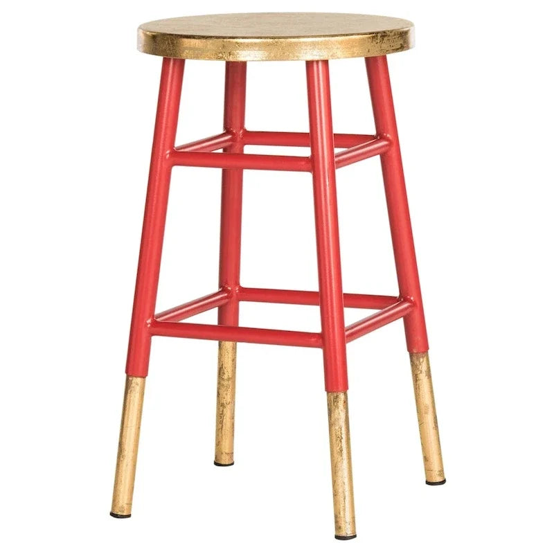 Tabouret de comptoir 24 pouces, bicolore marine or noir rouge blanc, 14"L x 14"P x 24"H