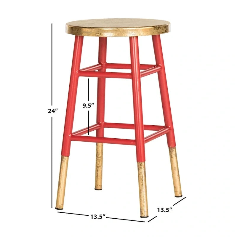 Tabouret de comptoir 24 pouces, bicolore marine or noir rouge blanc, 14"L x 14"P x 24"H