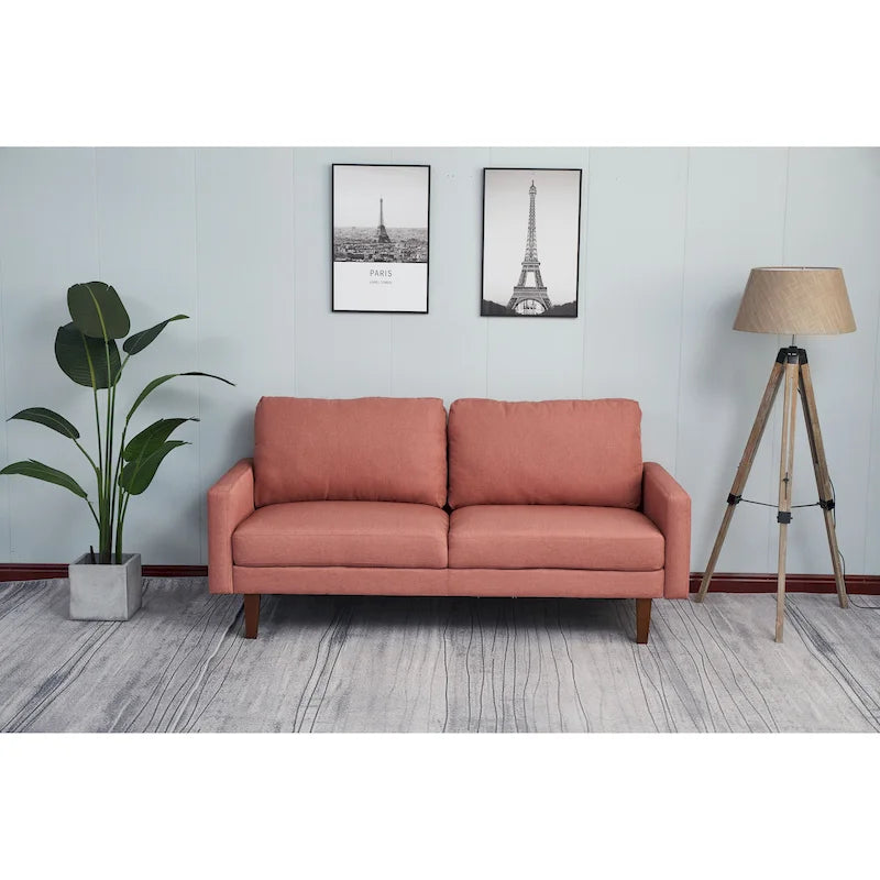 Canapé en lin à accoudoirs carrés de 70 pouces, 7 coloris disponibles, canapé de salon moderne