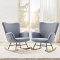 Lot de 2 fauteuils à bascule Teddy rembourrés avec poches de rangement, gris blanc rose