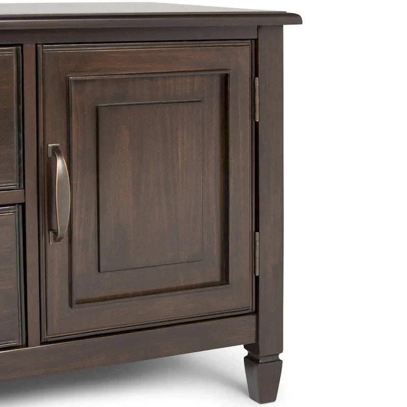 Meuble TV traditionnel en bois massif de 72 pouces pour téléviseurs jusqu'à 80", 72"L x 18"P x 24"H