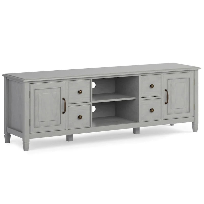 Meuble TV traditionnel en bois massif de 72 pouces pour téléviseurs jusqu'à 80", 72"L x 18"P x 24"H