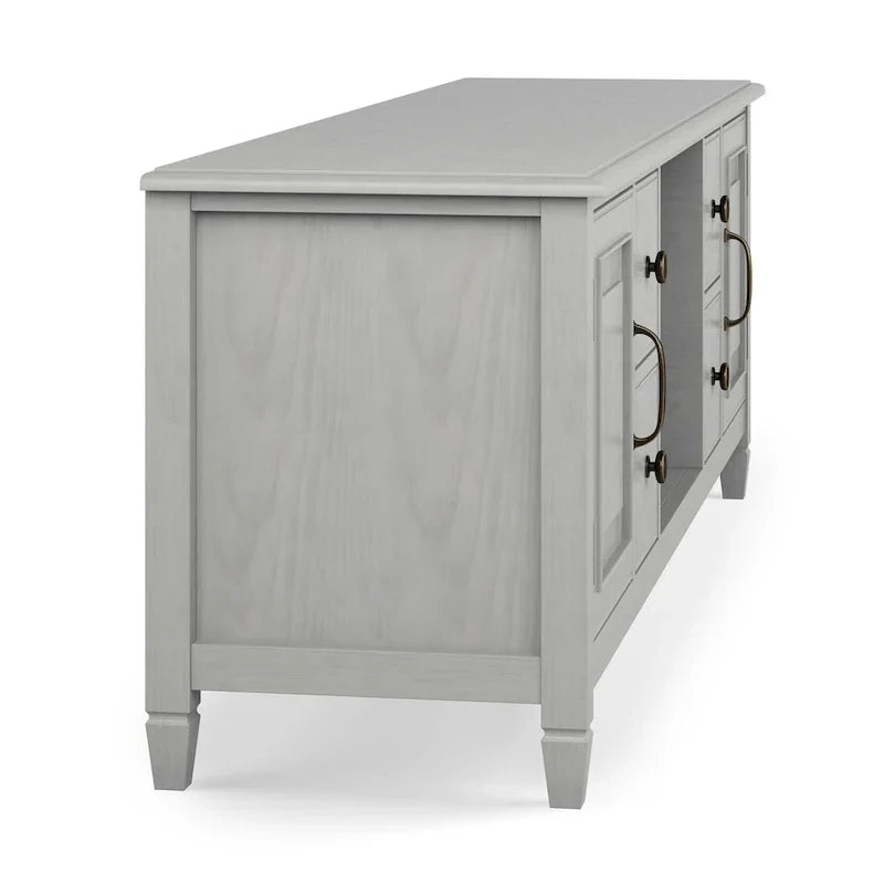 Meuble TV traditionnel en bois massif de 72 pouces pour téléviseurs jusqu'à 80", 72"L x 18"P x 24"H