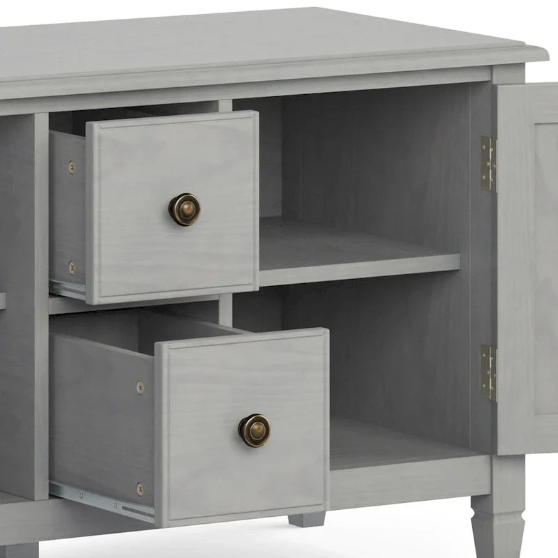 Meuble TV traditionnel en bois massif de 72 pouces pour téléviseurs jusqu'à 80", 72"L x 18"P x 24"H