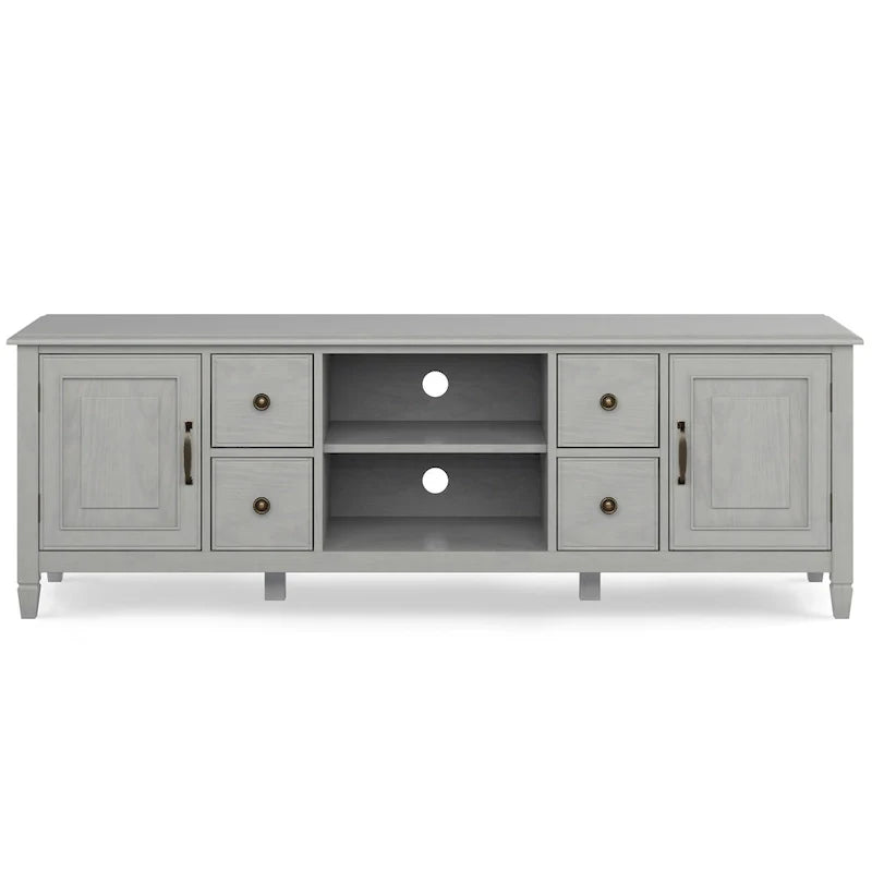 Meuble TV traditionnel en bois massif de 72 pouces pour téléviseurs jusqu'à 80", 72"L x 18"P x 24"H