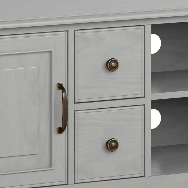 Meuble TV traditionnel en bois massif de 72 pouces pour téléviseurs jusqu'à 80", 72"L x 18"P x 24"H