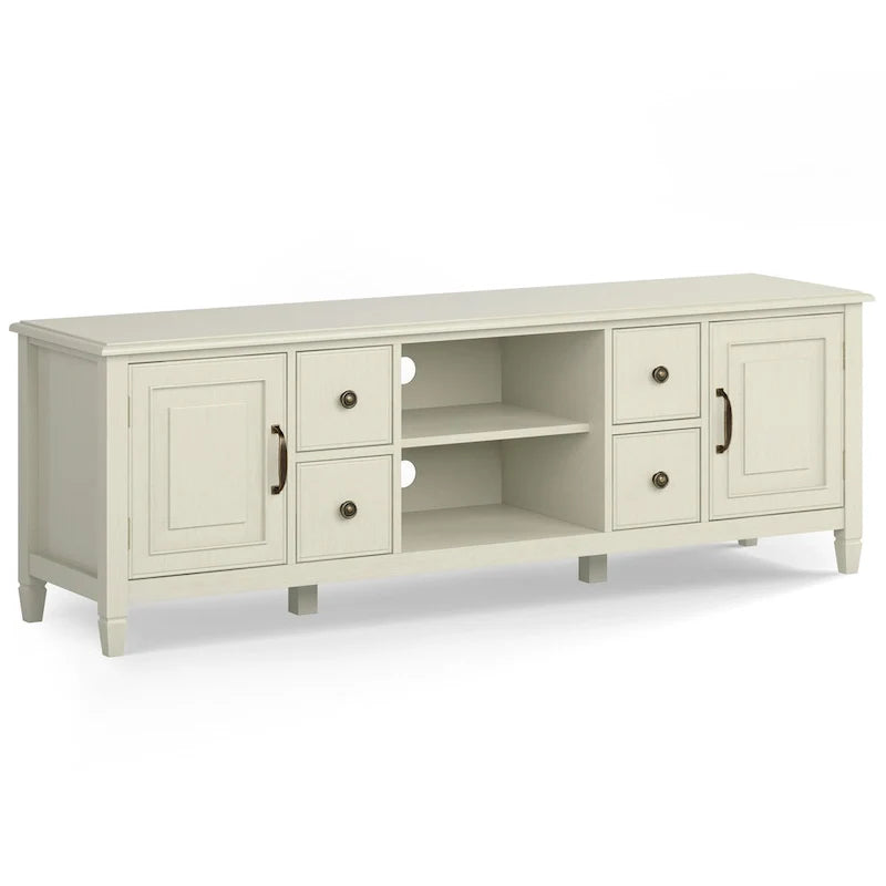 Meuble TV traditionnel en bois massif de 72 pouces pour téléviseurs jusqu'à 80", 72"L x 18"P x 24"H