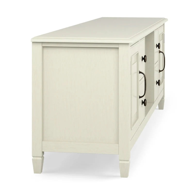 Meuble TV traditionnel en bois massif de 72 pouces pour téléviseurs jusqu'à 80", 72"L x 18"P x 24"H