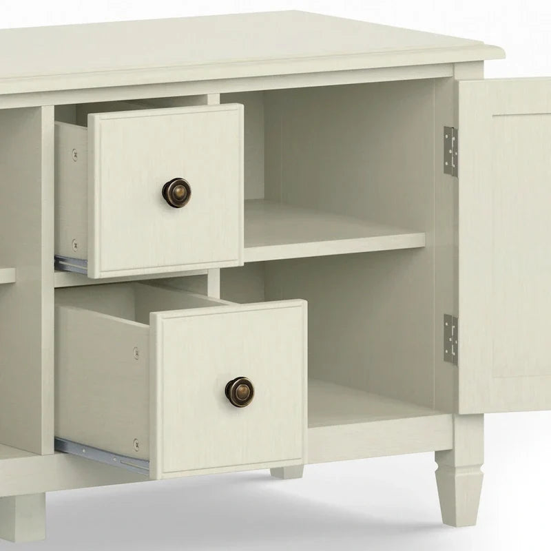 Meuble TV traditionnel en bois massif de 72 pouces pour téléviseurs jusqu'à 80", 72"L x 18"P x 24"H