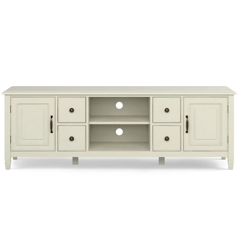 Meuble TV traditionnel en bois massif de 72 pouces pour téléviseurs jusqu'à 80", 72"L x 18"P x 24"H