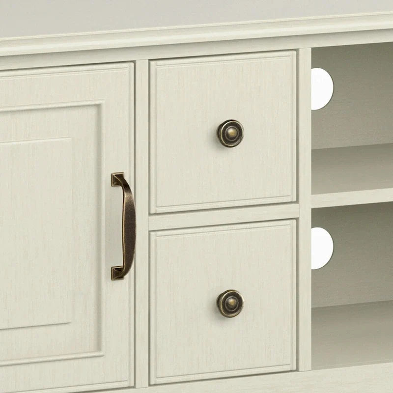 Meuble TV traditionnel en bois massif de 72 pouces pour téléviseurs jusqu'à 80", 72"L x 18"P x 24"H