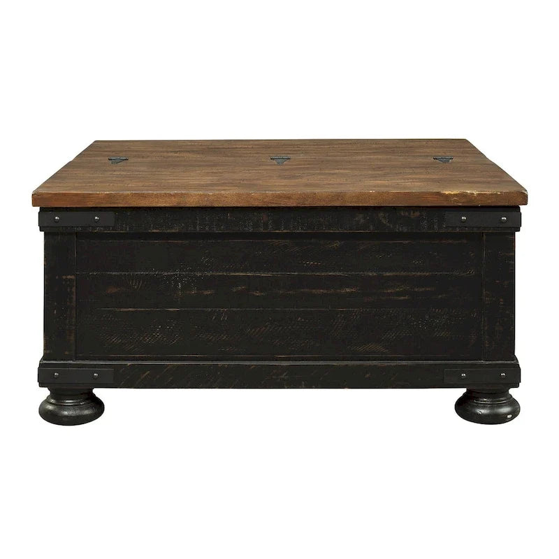 Table basse relevable carrée, bois noir et marron, 91,4 cm L x 91,4 cm P x 45,7 cm H