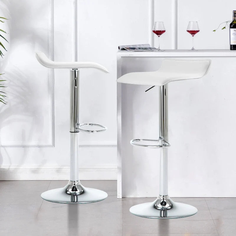 Faux Leather Upholstered Adjustable Barstools Airlift Counter Bar Pub Height Stools Set of 2