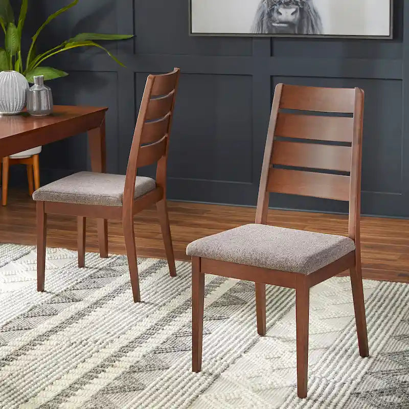 Lot de 2 chaises de salle à manger rembourrées, tissu gris foncé, style moderne