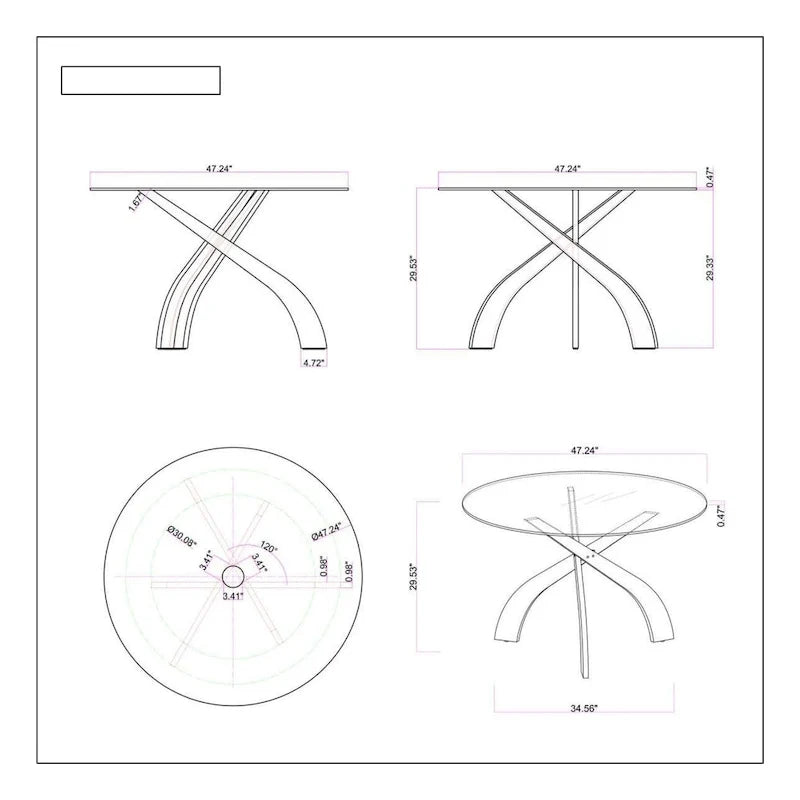 Table de salle à manger ronde Somette Pogo avec plateau en verre