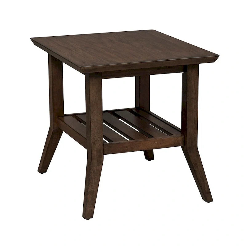 Table d'appoint rectangulaire, dessus en placage de bois coloris Bronze Spice, table de bout pour salon