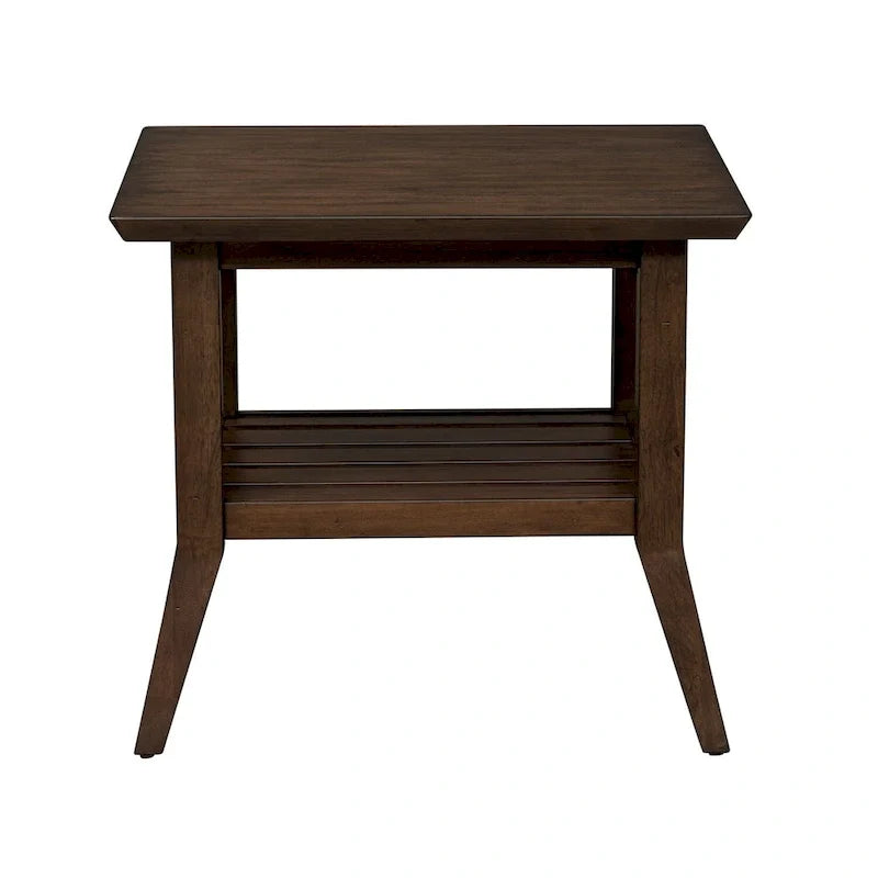 Table d'appoint rectangulaire, dessus en placage de bois coloris Bronze Spice, table de bout pour salon