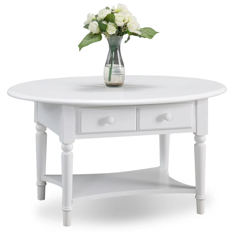 Table basse ronde de 27 pouces, plateau en marbre blanc, pied moderne en fer noir
