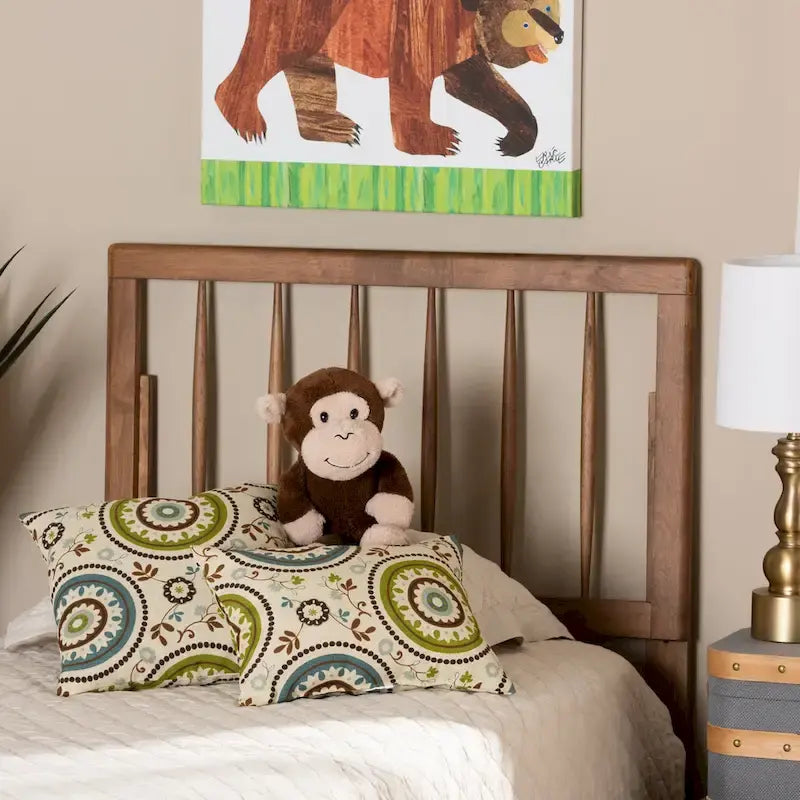 Valin Contemporary Ash Walnut Finished Wood Headboard