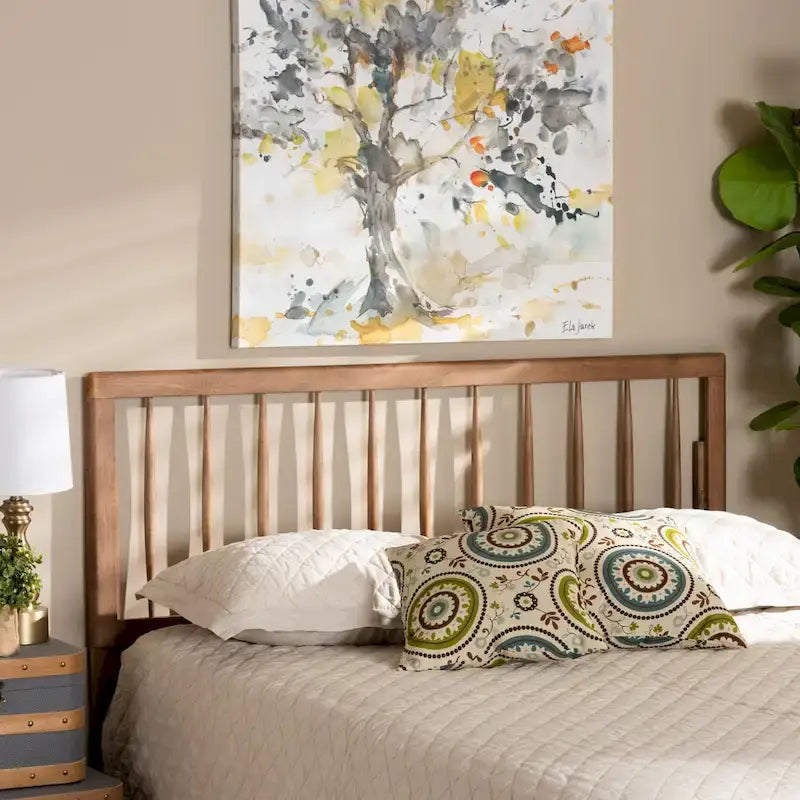 Tête de lit contemporaine en frêne et noyer, taille simple double queen king, accent de chambre à coucher